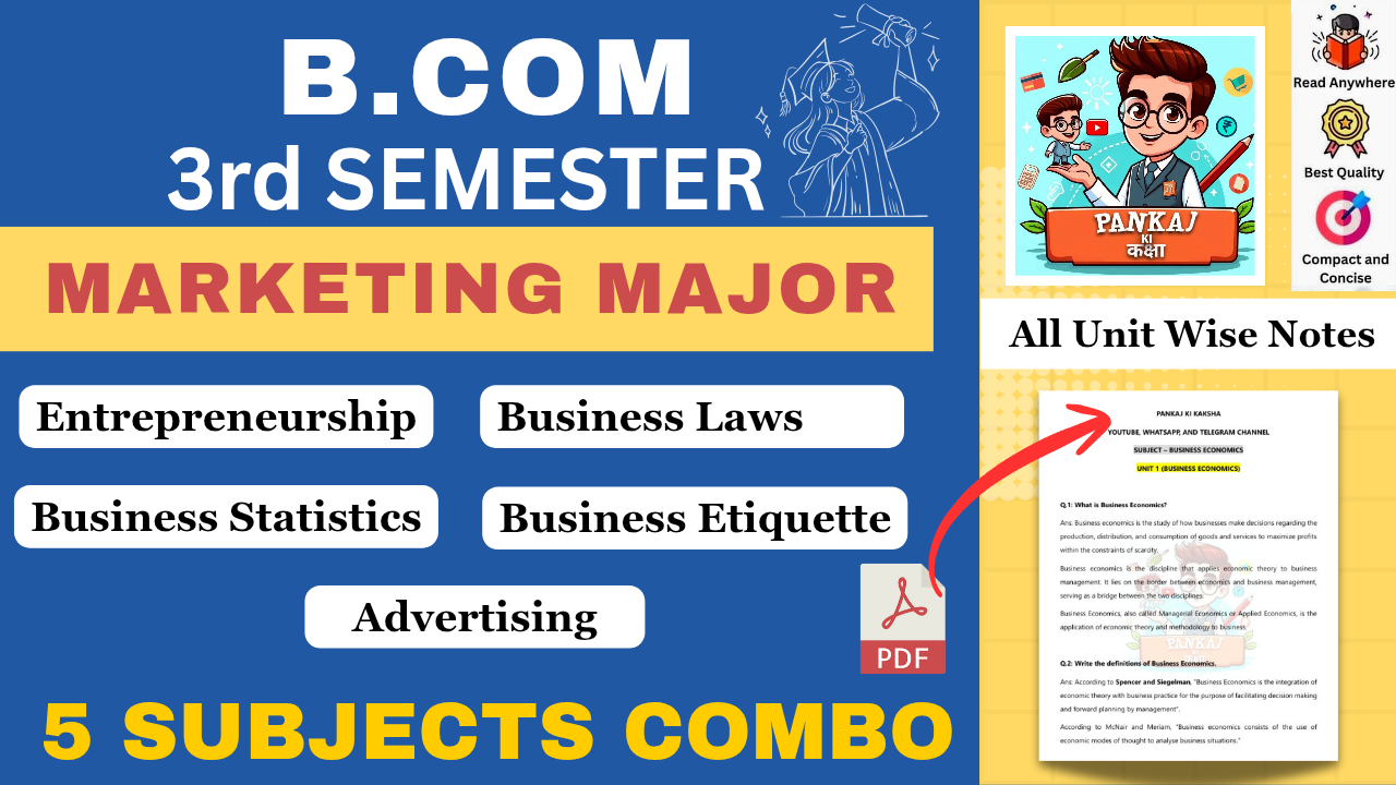B.Com 3rd Semester COMBO (Marketing Major) Study Materials